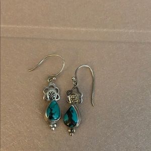 Turquoise floral drop earrings